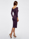 Платье облегающее с вырезом-лодочкой oodji для женщины (фиолетовый), 14017001-6B/47420/8801N