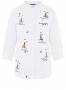 Рубашка хлопковая с вышивкой oodji для женщины (белый), 23L12001-2B/45608/1075P