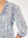 Блузка свободного силуэта с этническим орнаментом oodji для женщины (белый), 11400440/17358/1073E