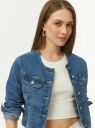 Куртка джинсовая без воротника oodji для Женщины (синий) Куртка джинсовая без воротника oodji для Женщины (синий), 11109003-5B/50824/7500W