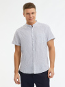 Рубашка из смесового льна с коротким рукавом oodji для Мужчины (белый), 3L420005M-2/50932N/1079S