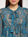 Платье шифоновое с асимметричным низом oodji для женщины (бирюзовый), 11913032/38375/7355E