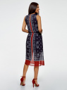 Платье шифоновое с платочным принтом oodji для женщины (синий), 21900320/42840/7931E
