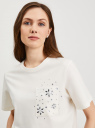 Футболка хлопковая с нагрудным карманом oodji для Женщины (белый), 24701024-1/47885N/1291X