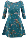 Платье из плотной ткани с принтом oodji для женщины (зеленый), 14001150-4/33038/6C19F