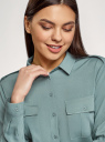 Блузка базовая из вискозы с нагрудными карманами oodji для женщины (зеленый), 11411127B/26346/6C00N