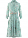 Платье миди с ремнем oodji для Женщины (зеленый), 11913061-1/36215/6641F