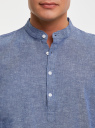 Рубашка с воротником-стойкой из смесового льна oodji для мужчины (синий), 3L300000M-2/50932N/7500M