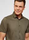 Рубашка базовая с коротким рукавом oodji для мужчины (зеленый), 3B240000M/34146N/6600N