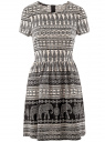 Платье принтованное из вискозы oodji для женщины (белый), 11900191-3/26346/1229E