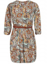 Платье вискозное с плетеным поясом oodji для женщины (разноцветный), 11900180-1/42540/6537E