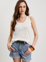 Майка вискозная в рубчик oodji для Женщины (белый), 14305048/50964/1200N