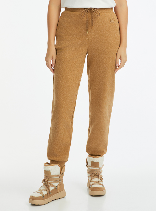 Брюки трикотажные спортивные oodji для Женщины (бежевый) Брюки трикотажные спортивные oodji для Женщины (бежевый), 16700064/50329/3300M