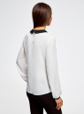 Блузка из струящейся ткани с контрастным воротником oodji для Женщины (белый), 11411117/36005/1229B