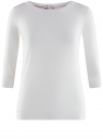 Свитшот базовый с рукавом 3/4 oodji для Женщины (белый), 14801021-3B/45493/1200N