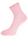 Комплект хлопковых носков в полоску (3 пары) oodji для женщины (розовый), 57102813T3/48022/5