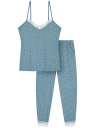 Пижама хлопковая с отделкой кружевом oodji для Женщины (бирюзовый), 56002240/46147/7330O
