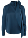 Блузка из струящейся ткани с бантом oodji для Женщины (синий), 11411224-1/50733/7500N
