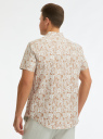 Рубашка с воротником-стойкой и коротким рукавом oodji для мужчины (бежевый), 3L230001M/14885/3312F