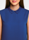 Блузка базовая без рукавов с воротником oodji для Женщины (синий), 11411084B/43414/7501N