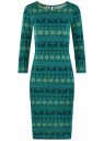 Платье трикотажное с вырезом-капелькой на спине oodji для женщины (зеленый), 24001070-5/15640/6C52E