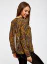 Блузка из струящейся ткани с контрастной отделкой oodji для Женщина (желтый), 11411059-2/38375/5729E