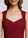 Платье базовое из плотной ткани с сердцевидным вырезом oodji для женщины (красный), 11902160/14917/4900N