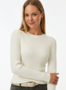 Джемпер вязаный в рубчик oodji для Женщины (белый) Джемпер вязаный в рубчик oodji для Женщины (белый), 63812714-1/51529/1200N