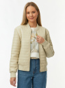 Бомбер стеганый из искусственной кожи oodji для Женщины (бежевый) Бомбер стеганый из искусственной кожи oodji для Женщины (бежевый), 18A03026/50427/3305N