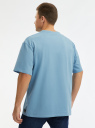 Свитшот с принтом и коротким рукавом oodji для мужчины (синий), 5L123020M-4/47648N/7079P