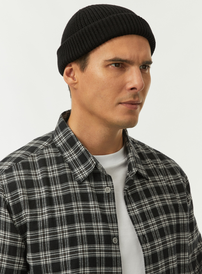 Шапка-бини вязаная oodji для Мужчины (черный) Шапка-бини вязаная oodji для Мужчины (черный), 8L043065M/35472/2900N