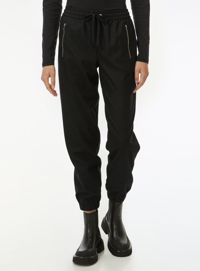 Джоггеры утепленные на завязках oodji для Женщины (черный) Джоггеры утепленные на завязках oodji для Женщины (черный), 11710008/49614/2900N