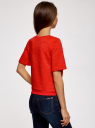 Свитшот из фактурной ткани с коротким рукавом oodji для женщины (красный), 24801010-11/46432/4500N