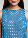 Блузка шифоновая без рукавов oodji для женщины (синий), 11411160/38375/7410D