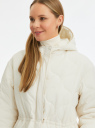 Куртка стеганая на кулиске oodji для женщины (белый), 10203123/50546/1201N