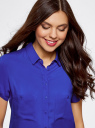 Блузка с короткими рукавами и карманами на пуговицах oodji для женщины (синий), 11400391-2B/24681/7500N