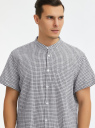 Рубашка из смесового льна с коротким рукавом oodji для Мужчины (серый), 3L420005M-2/50932N/2910C