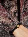 Блузка из струящейся ткани с контрастной отделкой oodji для Женщина (черный), 11411059-2/38375/2966E