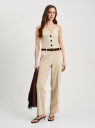 Брюки прямые из смесового льна oodji для Женщины (бежевый), 21701103/16009/3301N