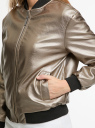 Куртка-бомбер из искусственной кожи oodji для женщины (серый), 18A03025/51243/2300N