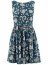 Платье принтованное с бантом на спине oodji для женщины (синий), 11900181-2/35271/7912F
