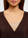 Жакет вязаный базовый с V-образным вырезом oodji для женщины (коричневый), 73212151-9B/45904/3900N