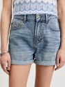 Шорты джинсовые мом фит с отворотами oodji для Женщины (синий), 12807092-2/50815/7002W